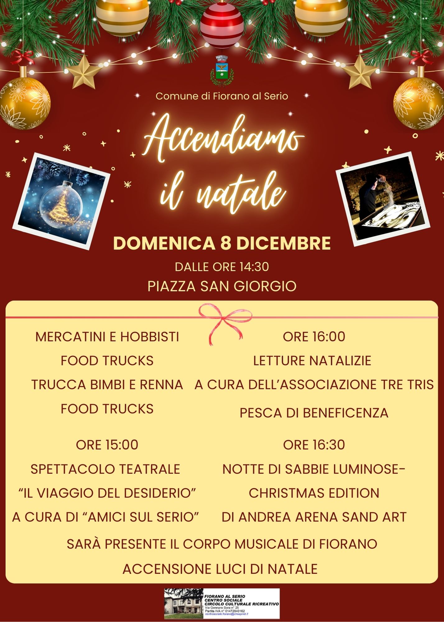 Domenica 8 dicembre dalle 14.30 in Piazza San Giorgio